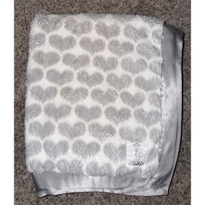 Little Giraffe Gray Heart Polka Dots Shaggy Baby Blanket Satin Trim